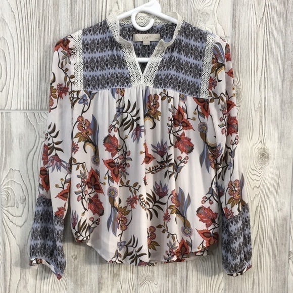 Ann Taylor Loft Floral Colorful Blouse XXSP - Picture 1 of 6
